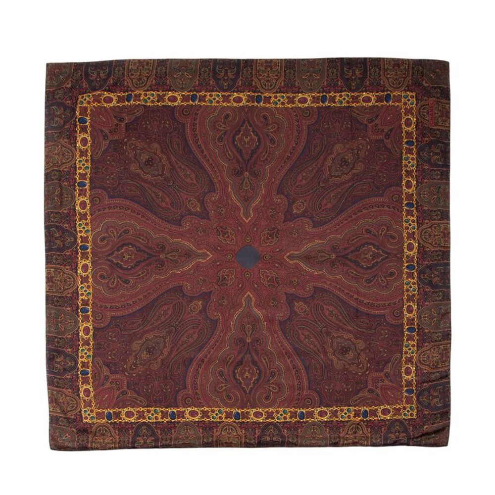 Chanel Vintage Silk Wool Paisley 90cm Scarf